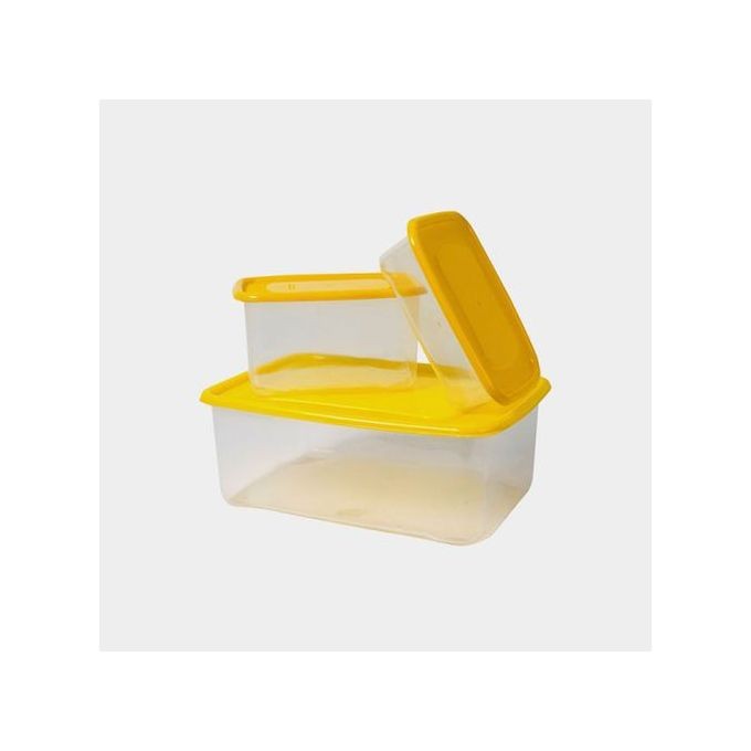 3 Pieces Plastic Containers For Storage Color For Lids Varies-Transparent