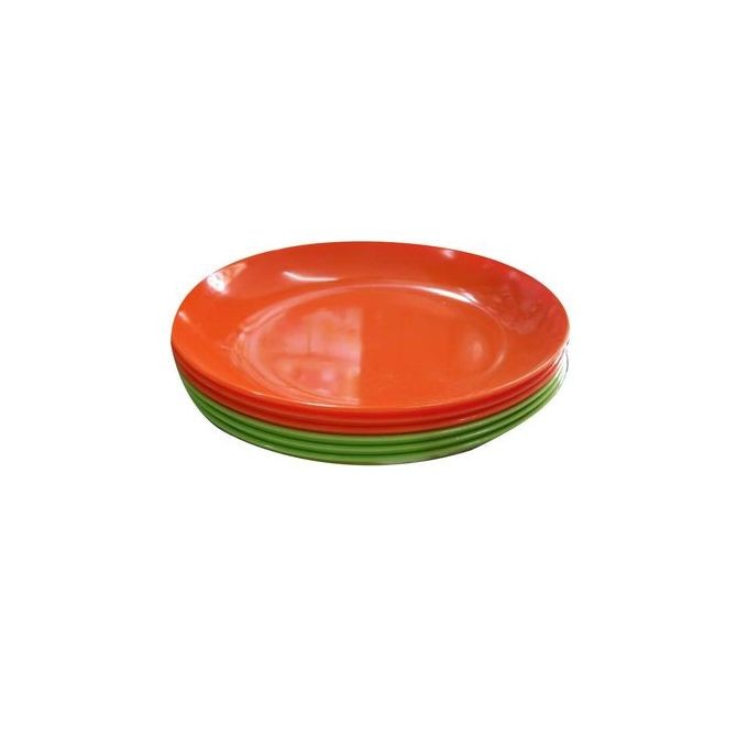 Melamine Dinner Plates With A Unique Design-Green And Orange