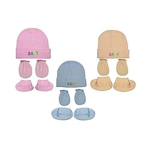 A Set of Baby Cap Mittens Socks - Pink
