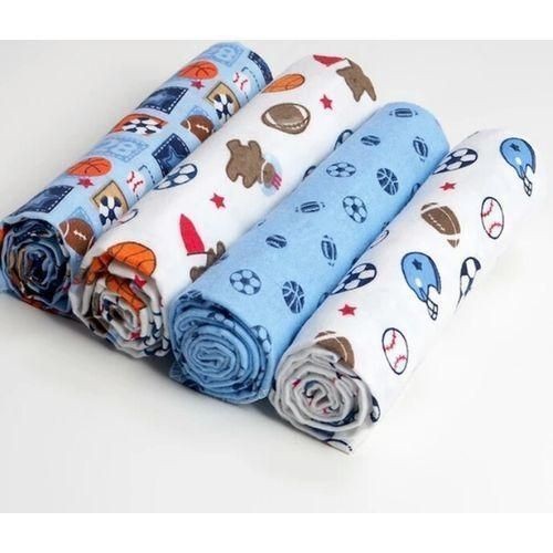 4Pc/Pack of Cotton Supersoft Flannel New Born Baby Receiving Bed-sheets - Multicolor