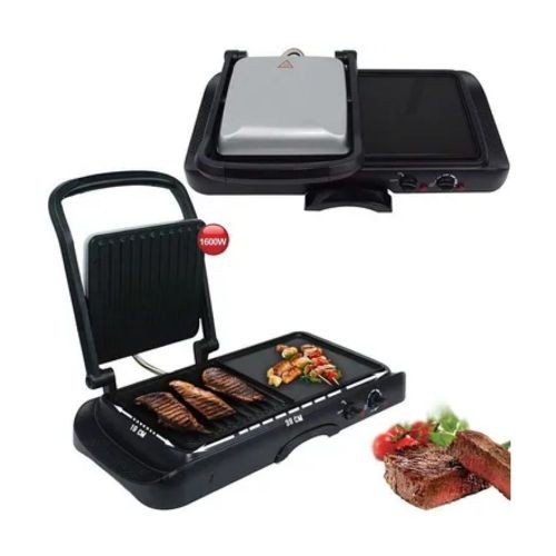 Dsp 2 In1 IElectric Grill Portable Nonstick Barbecue Press Machine - Black.