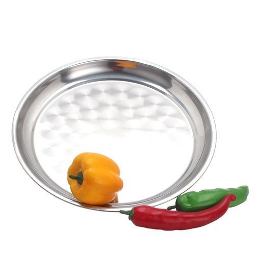 Round Stainless Steel Tray Sania For Serving Food And Drinks - Silver