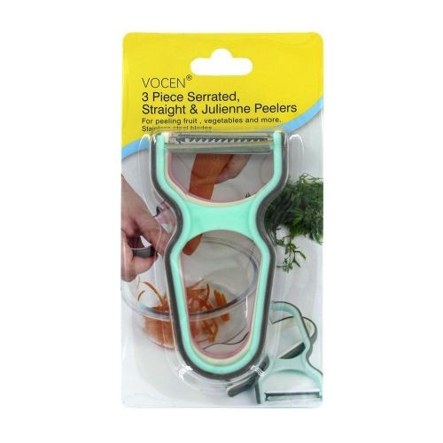 3-Piece Peeler Set with Serrated, Straight, and Julienne Blades Vegetable Potato Peeler - Green