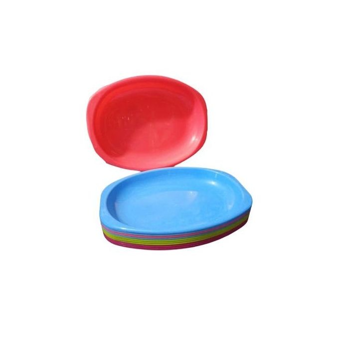 12 Pieces Plastic Dinner Plates With A Unique Design-Multicolor