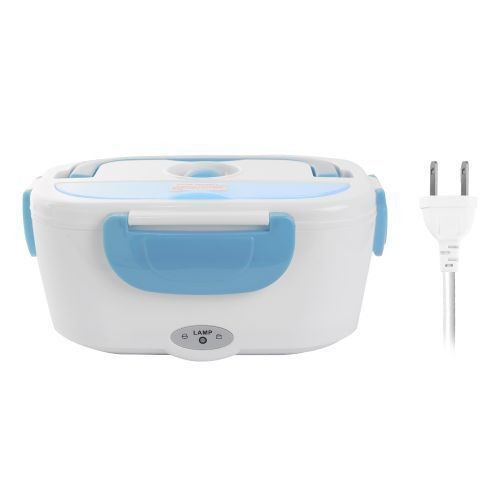 Electric Heating Lunch Box Food Flask -White & Blue