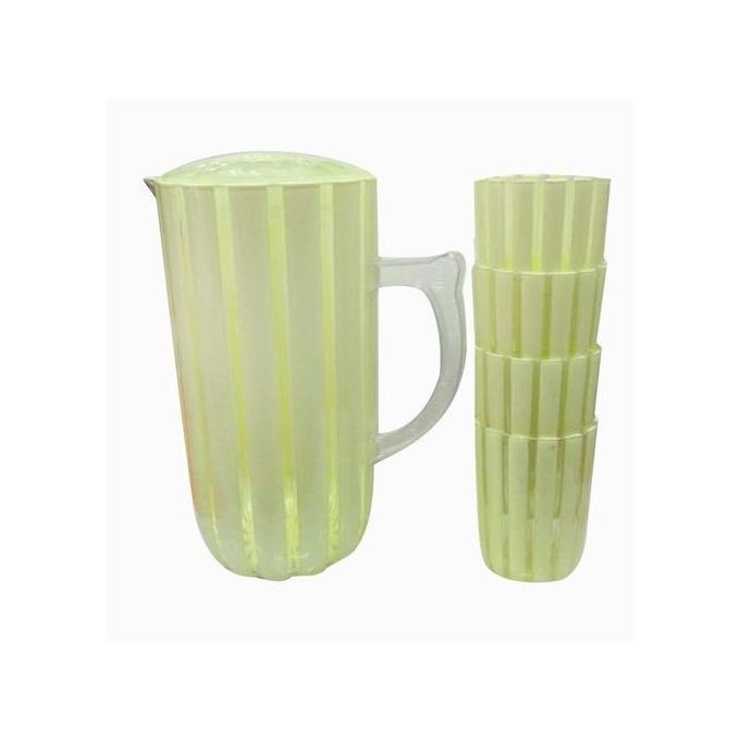 Acrylic Unbreakable 1 Jug And 4 Glasses Set-Green