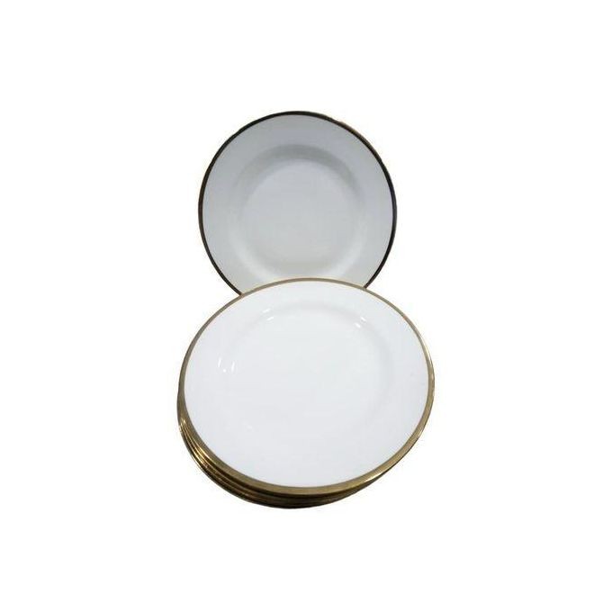 Ceramic Dinner Plates With Gold Rim-White