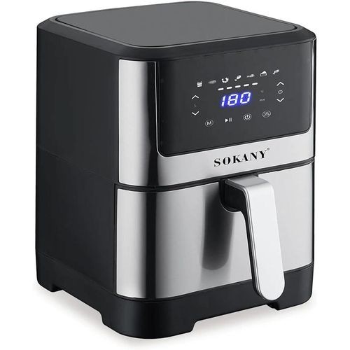 Sokany 7 Liters Healthy Digital Touch Operated AirFryer For Cooking Without Oil-Silver/Black