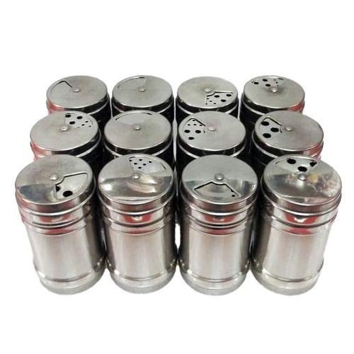 12 Pieces Stainless Steel Salt Pepper Spices Shakers-Silver