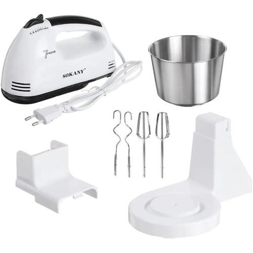 Sokany Portable & Versatile 7 Speed Hand Mixer with Cake Stand Mixer Egg Beater Blender With 2L Stainless Steel Bowl -Multicolor