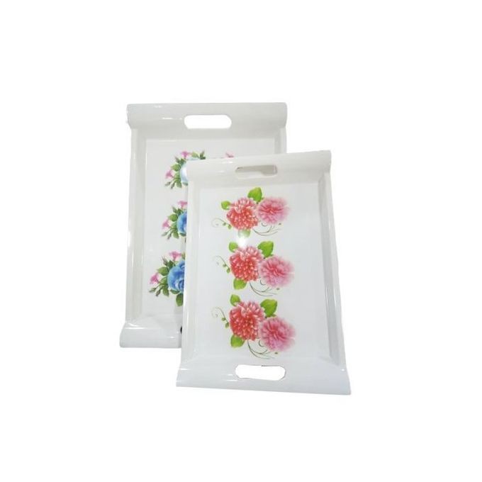 Melamine Tray For Serving Flower May Vary-White