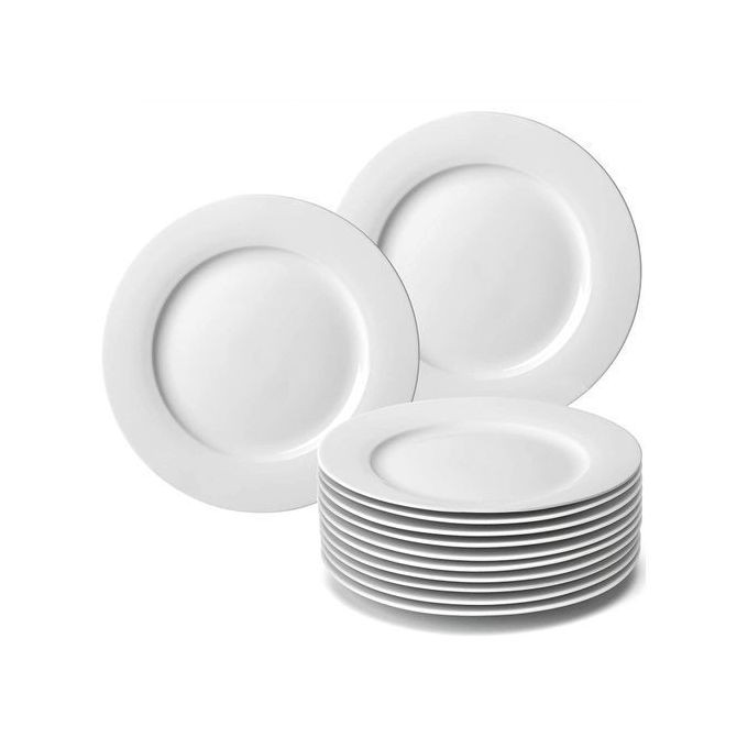 Quality 12 Ceramic Plates For Serving Food-White