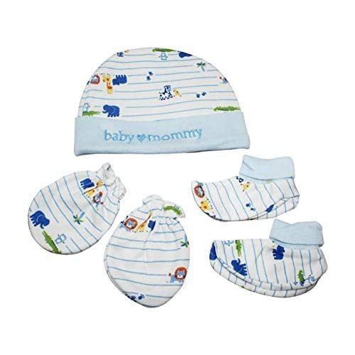 Baby 1 Cap Pair Of Mittens & Pair Of Socks Multiple Designs