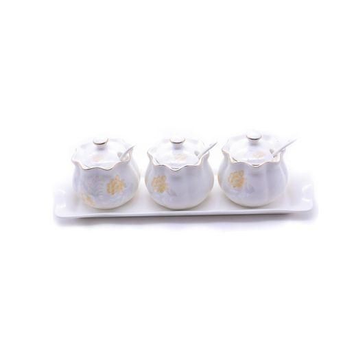 3 Piece Sugar Bowl, Coffee,Tea Canister Set - White