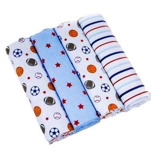 4Pcs Cotton Baby Receiving Bedsheets- Multi coloured