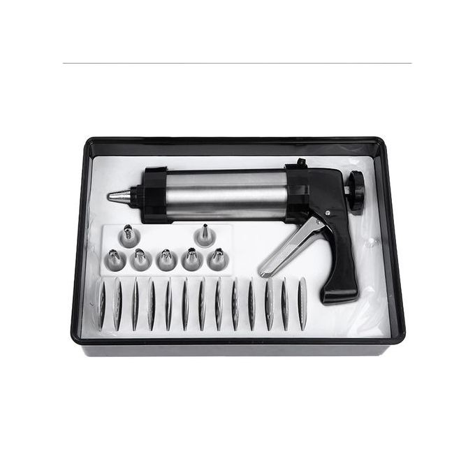 21pc Cookie Press & Icing Sugar Cake Decorating Set - Silver