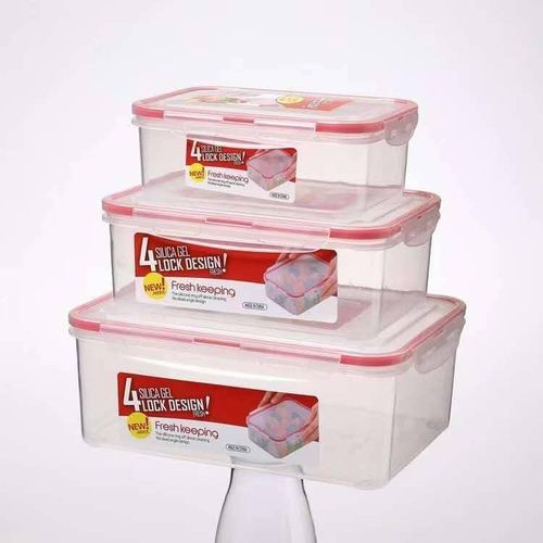 3 Pieces Of Plastic Food Storage Container Boxes-Colourless.