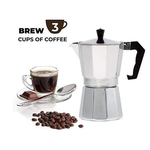 Sokany Coffee Maker Moka Pot Top Expresso Latte Stove Percolator 3 Cups 150ML (Silver)