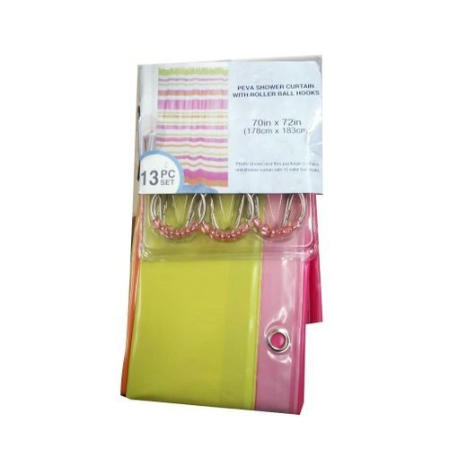 13Pc Peva Shower Curtain/Prints And Color Vary-Multicolor