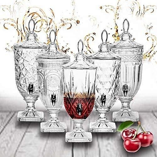 3.5Litres Drink Dispensers For Parties Crystal Glass Iced Mason Jar Dispenser with Stand And Spigot Liquid Containers Wide Mouth Beverage Server Water Pitcher For Juice Tea Party Bar Wedding