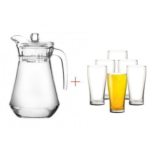 6 Drinking Glasses And 1 Glass Jug-Transparent