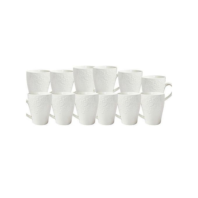 Elegant Ceramic 12 Pieces Cups Set-White