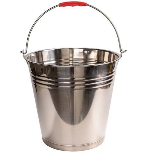 Stainless Steel Bucket With Lid And Handle/Design Varies-Silver