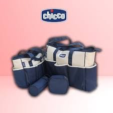 5Pc Baby Multi-Functional Carrier Bag - Cream /Navy Blue
