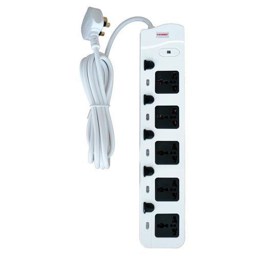 Stargold 5 Ac Outlets Electric Extension Cable Overload Protection-White/Black