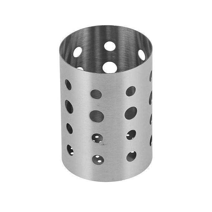 Stainless Steel Cutlery Holder Storage For Knives Forks And Spoons Or Office Pens And Rulers With Draining Holes At The Bottom Designs Vary-Multicolours