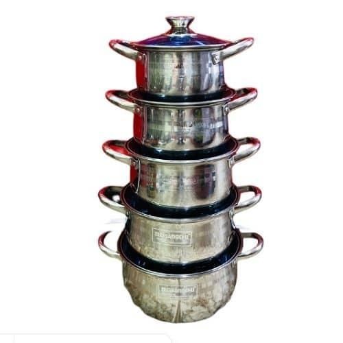 10 Piece Stainless Steel Serving Dishes And Saucepans Cookware Pots- MultiColor.