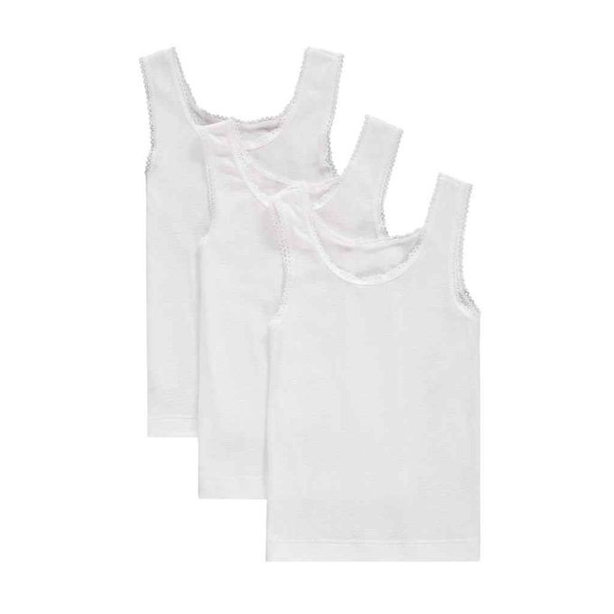 3 Pack of Girls Cotton Vests - White