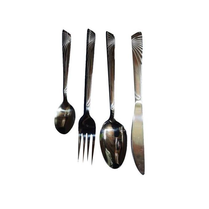 6Table Spoons, 6 Tea Spoons, 6 Forks, 6 Table knives-Silver