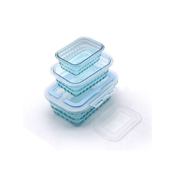 3 Pieces Acrylic Containers For Food Storage-Blue