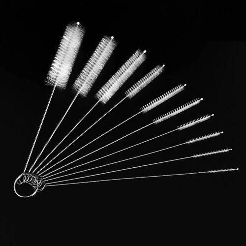 10PCS Nylon Cleaning Brushes - Nylon Cleaning Brush Set Test Tube Bottle Straw Washing Cleaner Bristle Kit- White.