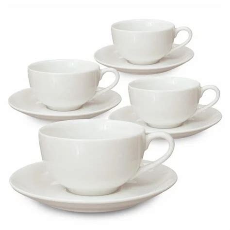 12 Pieces Cups And Saucers Large Set With A Unique Design-White