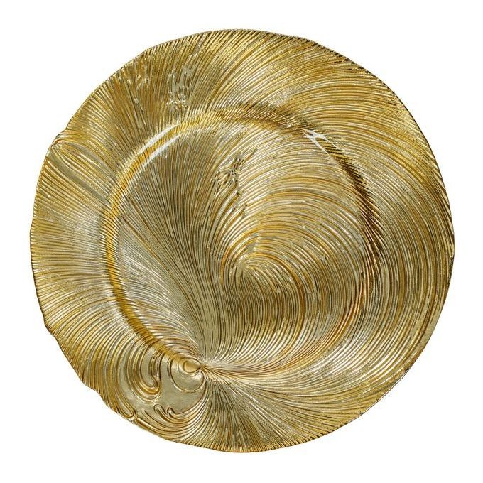 6 Pcs Of Ceramic Charger Plates For Decorations - Gold/Cream