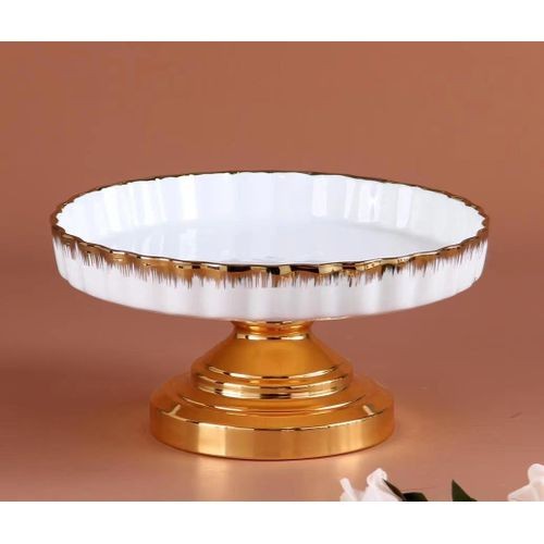 Ceramic Footed Bowl Round Pedestal Bowl Decorative Fruit Dish Holder Dessert Display Stand for Kitchen Counter Centerpiece Table Decor Serving Fruit Tray