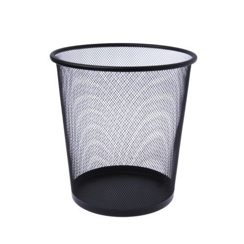 Metallic Mesh Trash Can Dustbin-Black