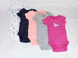 5 Pack Baby Girl Newborn Short Sleeve Bodysuits - Multicolor.