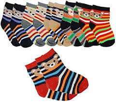 12 Pairs Baby Boy Infant Newborn Warm Socks - Multi Colour and designs