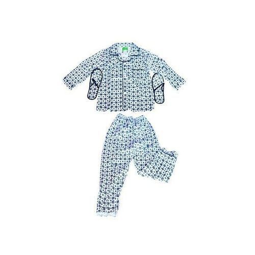 Unisex Boy Girl Children Night Wear Pajamas Set - White Blue Designed