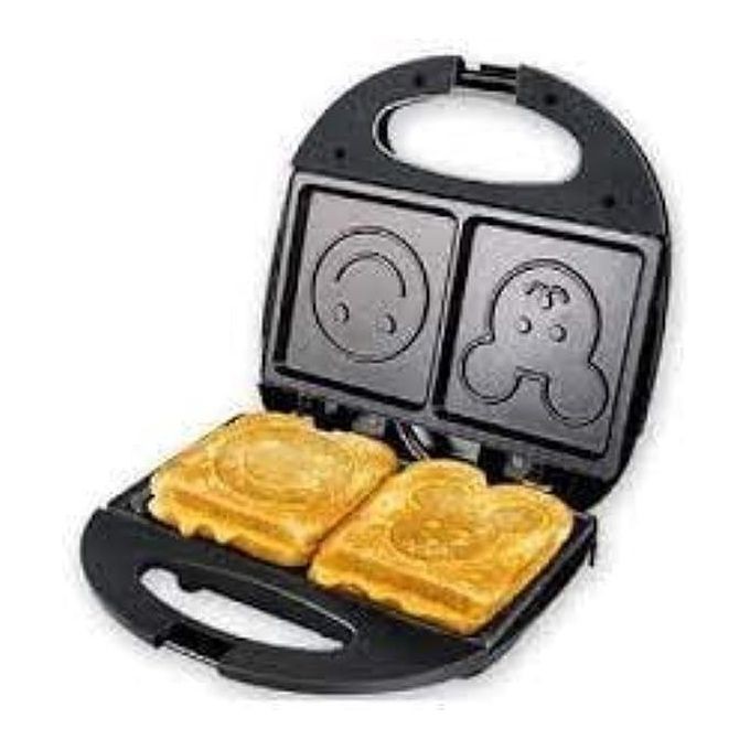 2 Bread Slices Waffle Maker With Fast Heating Plates-Black