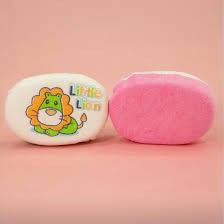 Little Lion Baby Bath Sponge - White, Pink
