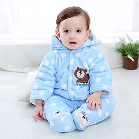 Cartoon Infant Babies Jumpsuit - Blue,White