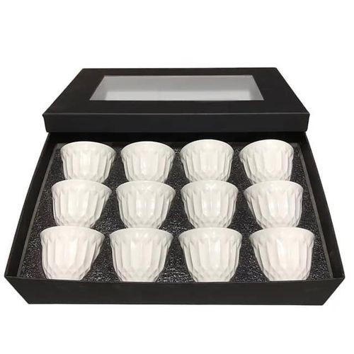 12 Pieces Of Self Design Cuppucino Latte Espresso Coffee Cawa Cups Mugs- White