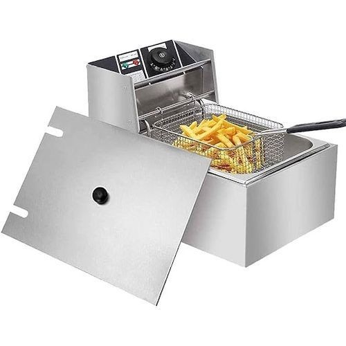 WNGREAT Commercial Deep Fryer 12Ltr + Free Potato Chipper - Silver
