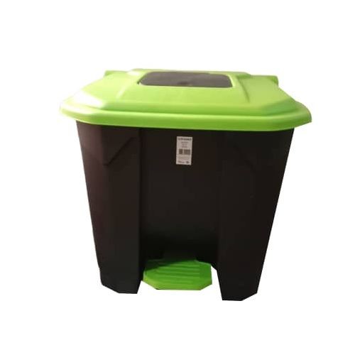 Heavy Duty Step Up Plastic Dustbin With A Flapping Lid - Black/Green