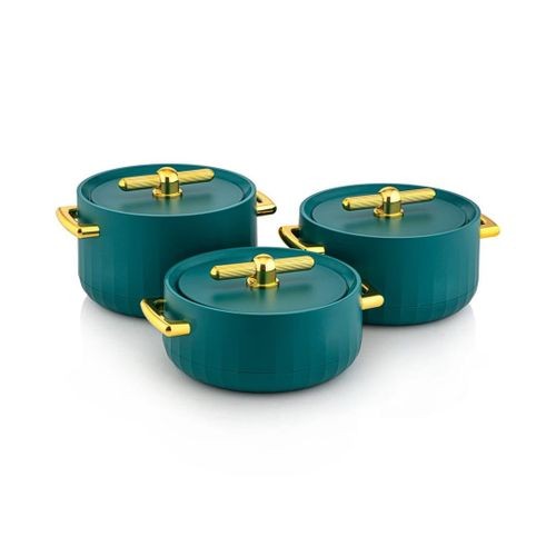 1.5/2.0/2.5L Forever Gold 3 Pieces Plastic Hot Pots Mat Insulated Casserole Serving Dishes Food Warmers Container- Multicolor.