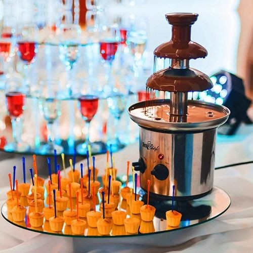 Chef 3 Tier Chocolate Fountain, Huge Adjustable Temperature Electric Chocolate Fondue Machine - Silver.